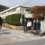 新生徒会が朝の挨拶運動実施中